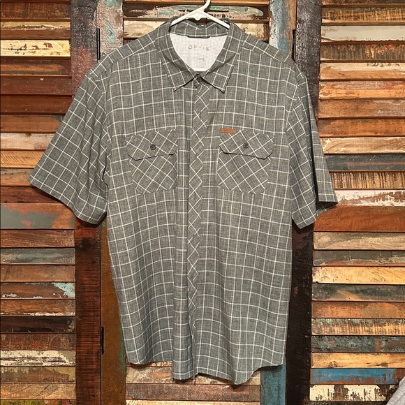 Orvis Gray/Green Checkered Shirt with Button Detail - Picture 3 of 6